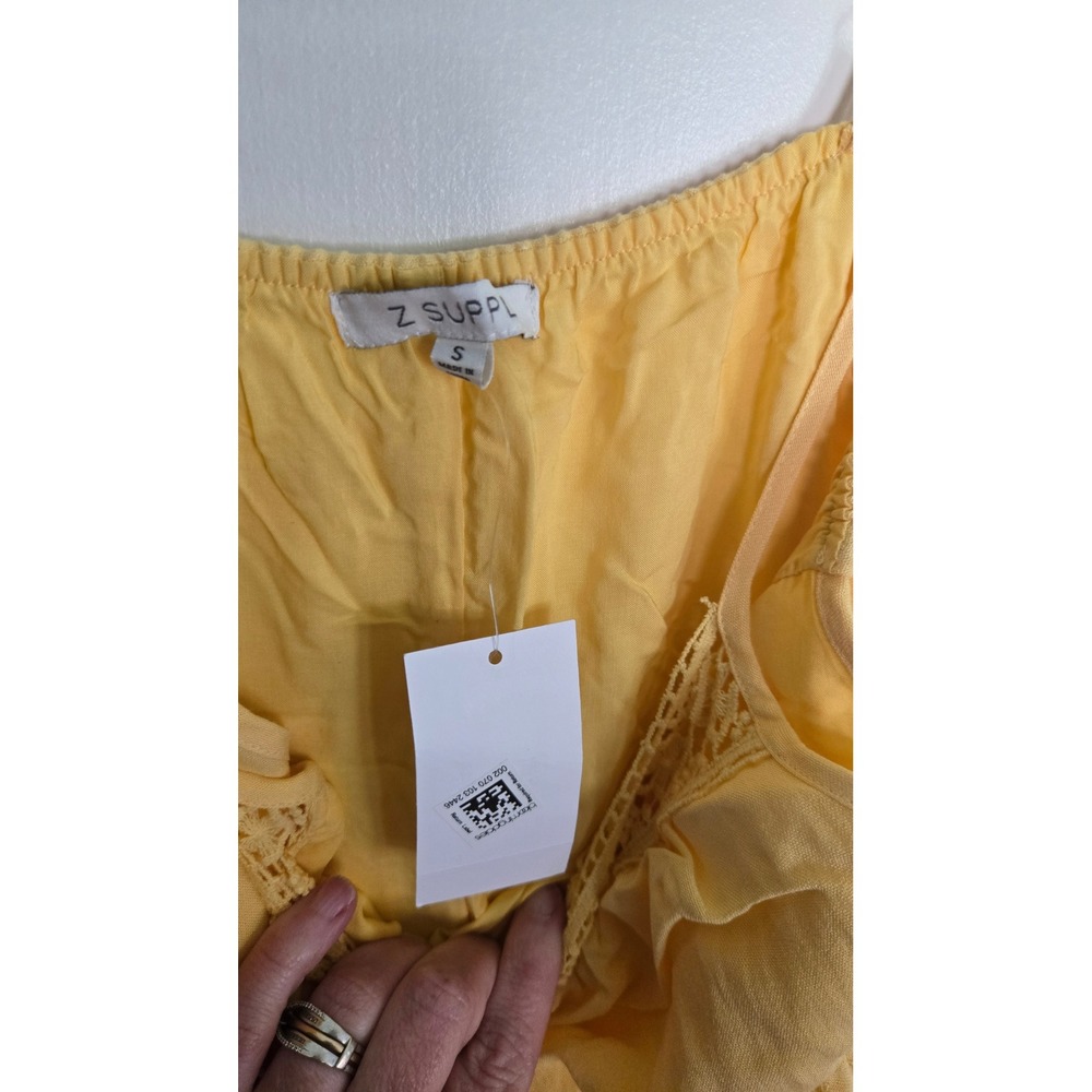 Z Supply Maze Tiered Eyelet Midi Dress Yellow Crochet Lace ZD232664S‎ Womens S - Picture 7 of 10